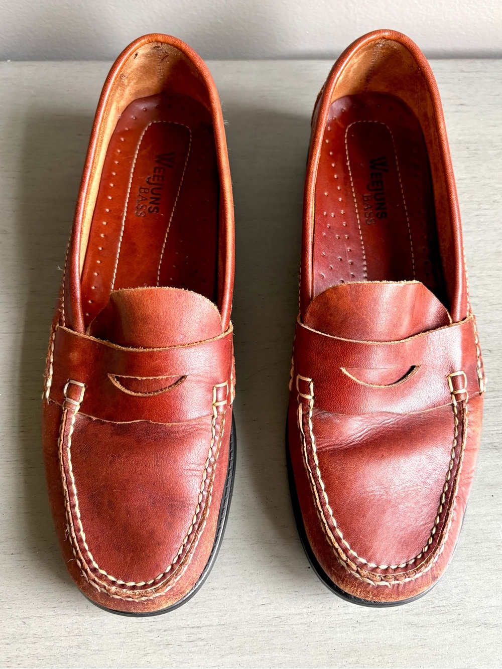 Weejuns Bass Clarad Brown Red Leather Penny Loafers Shoe Women 8 Brazil Classic